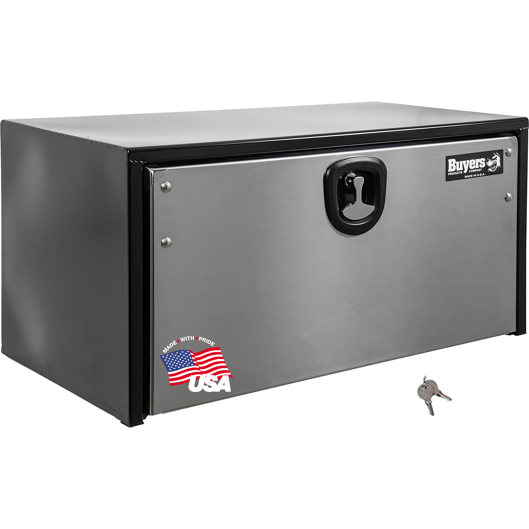 Buyers Products, 24x18x18 Steel Truck Tool Job Storage Box W/ Stainless Door, Width 24 in, Material Steel, Color Finish Smooth Silver, Model# 1702700